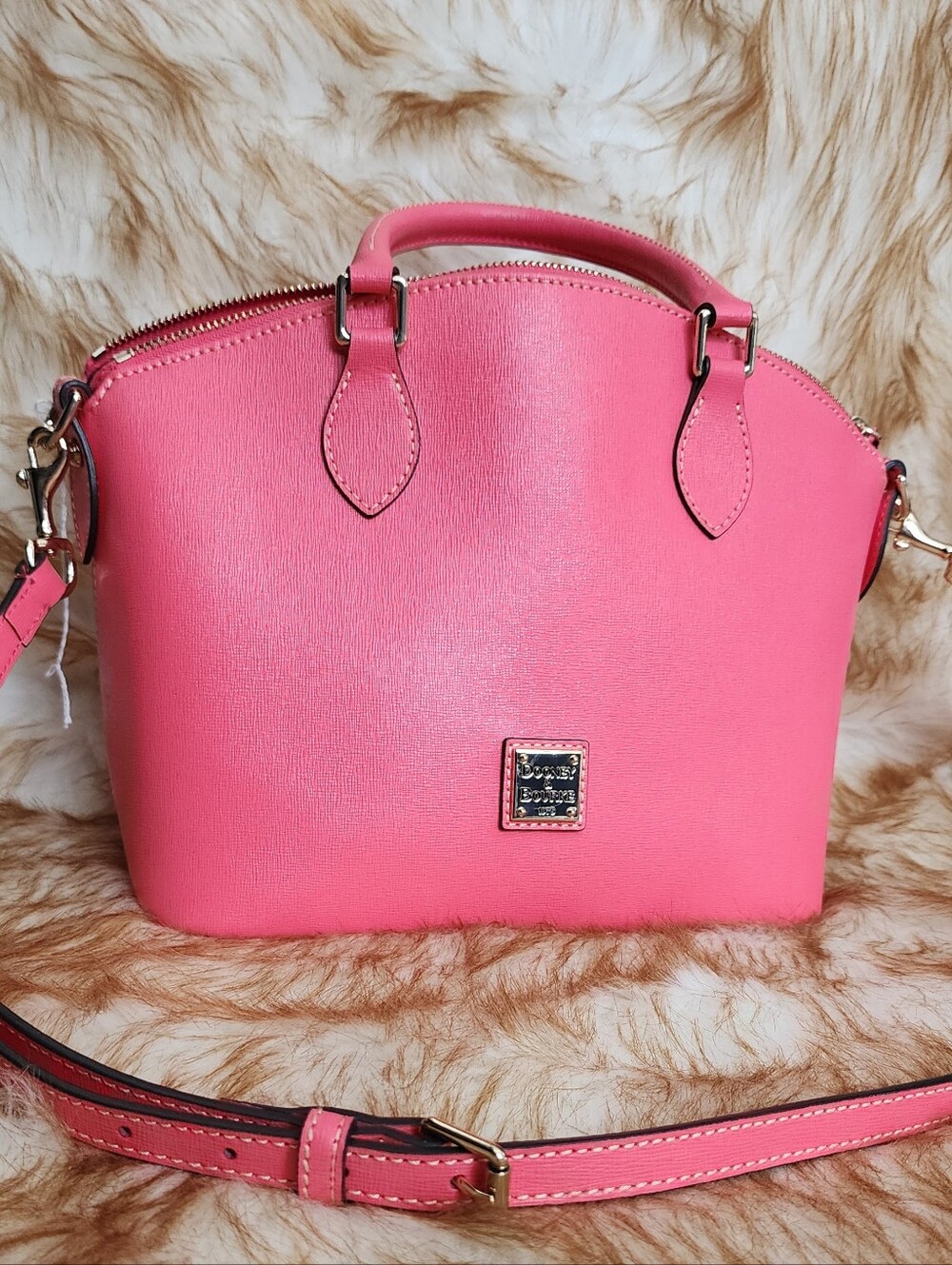 Dooney & Bourke Coral Pink Dome Crossbody Satchel